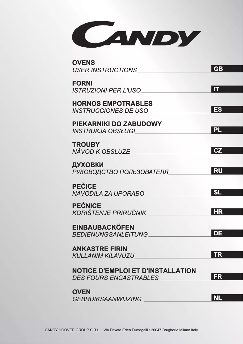 Page n°1 - Manuel utilisateur Candy FXP 609 NX