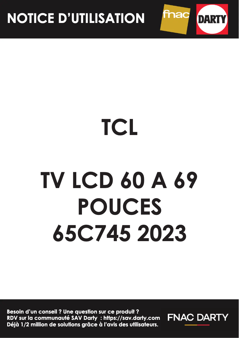 Page 1 de la notice Manuel utilisateur TCL 65C745