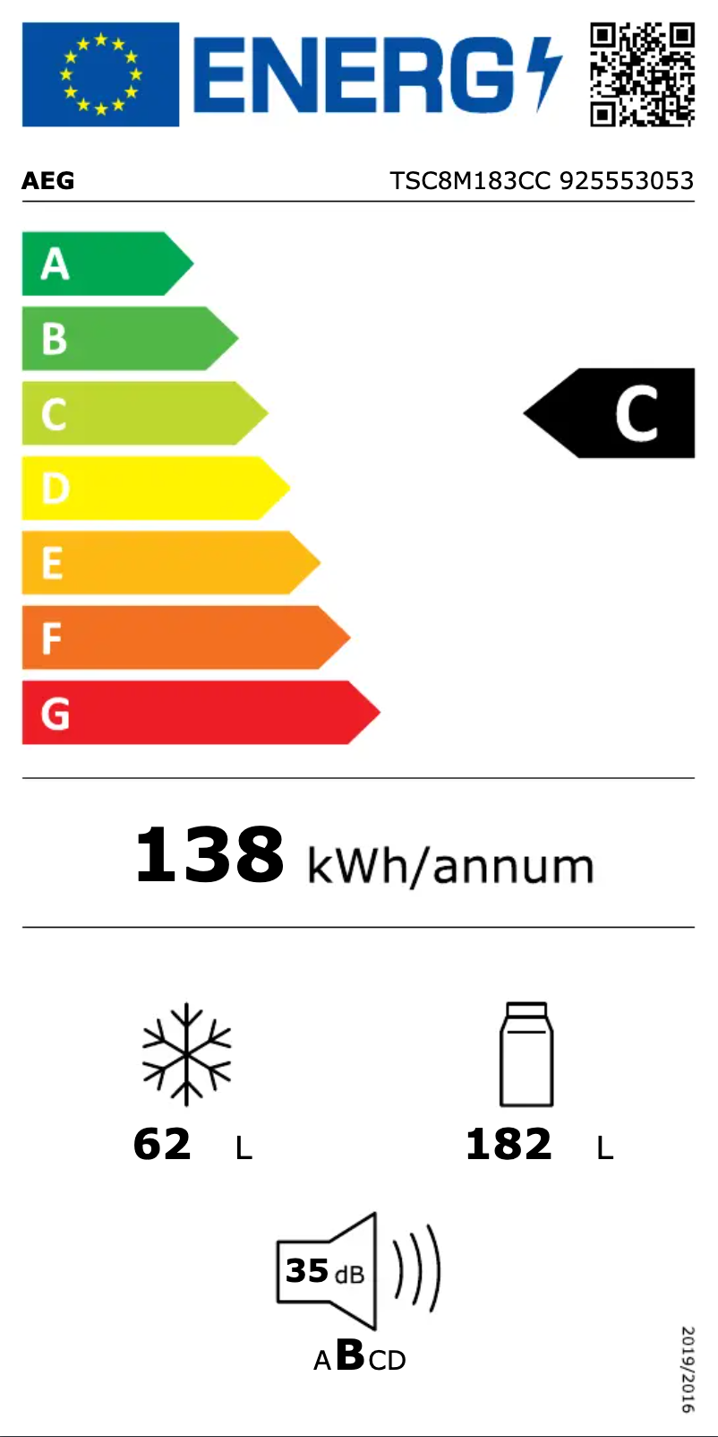 Page n°1 - Label énergétique AEG TSC8M183CC