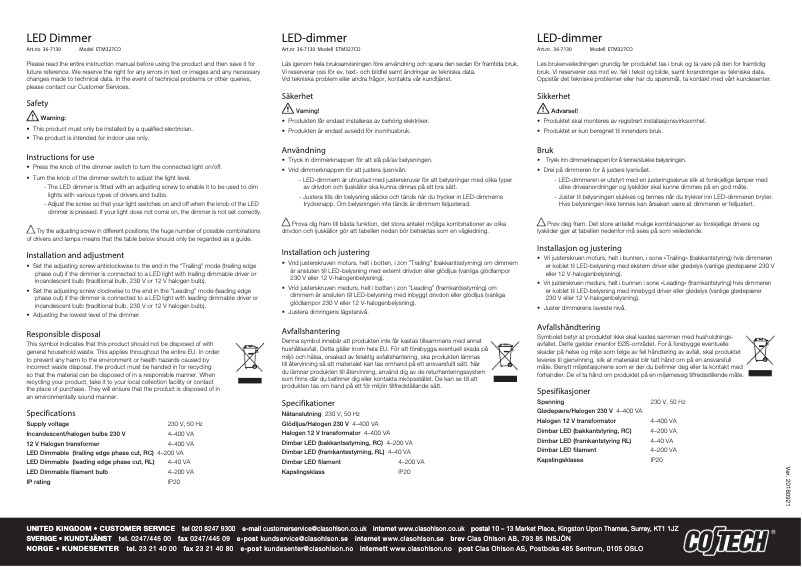 Page 1 de la notice Manuel utilisateur Cotech ETM327CO