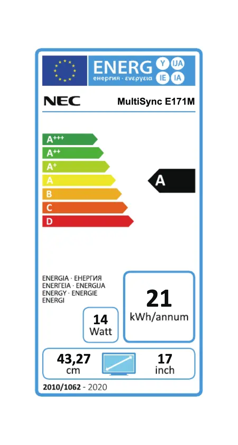 Página 1 del manual Etiqueta energética NEC MultiSync E171M