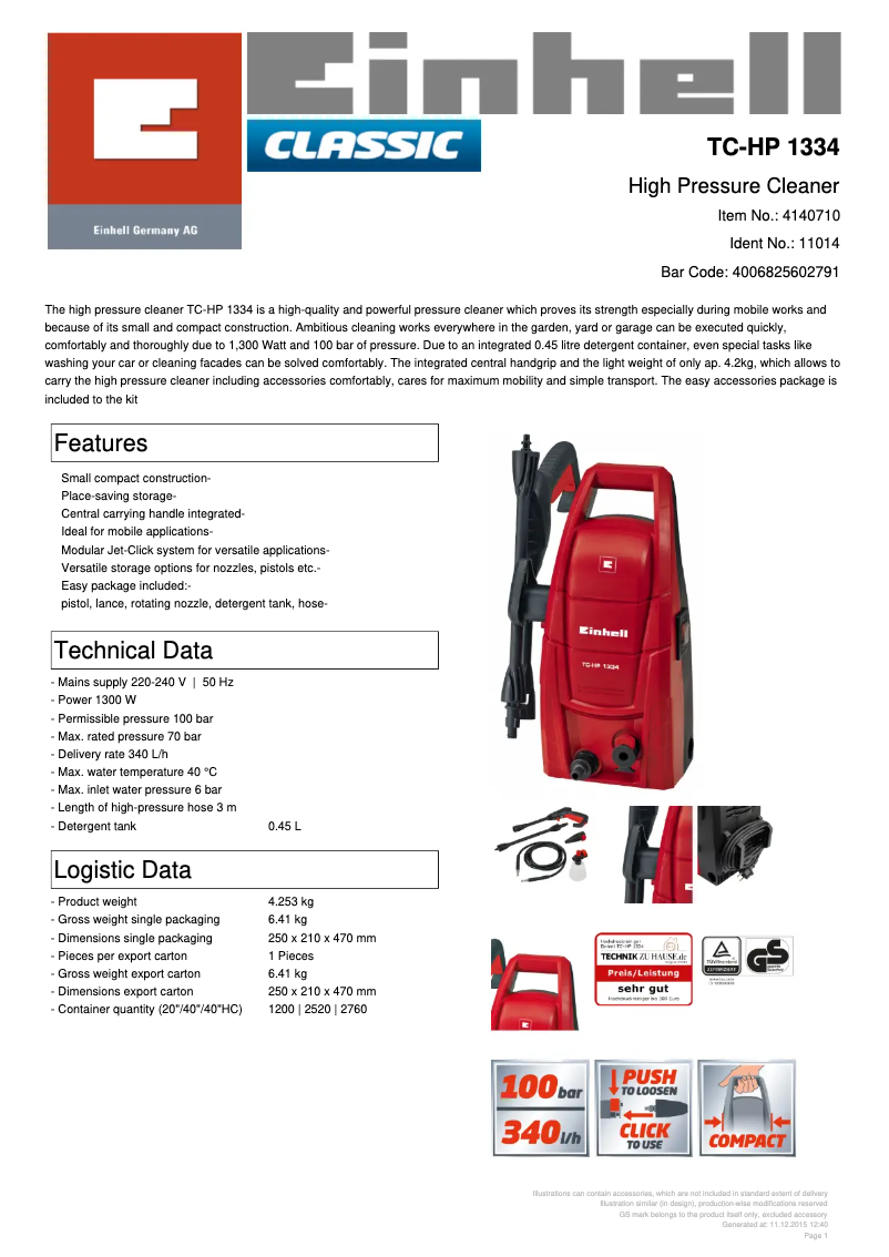 Image de la première page du manuel de l'appareil TC-HP 1334