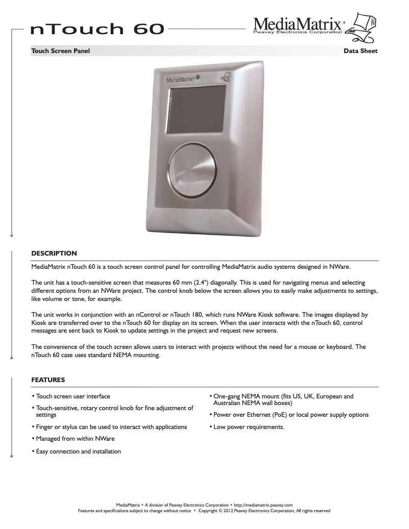 Image de la première page du manuel de l'appareil nTouch 60