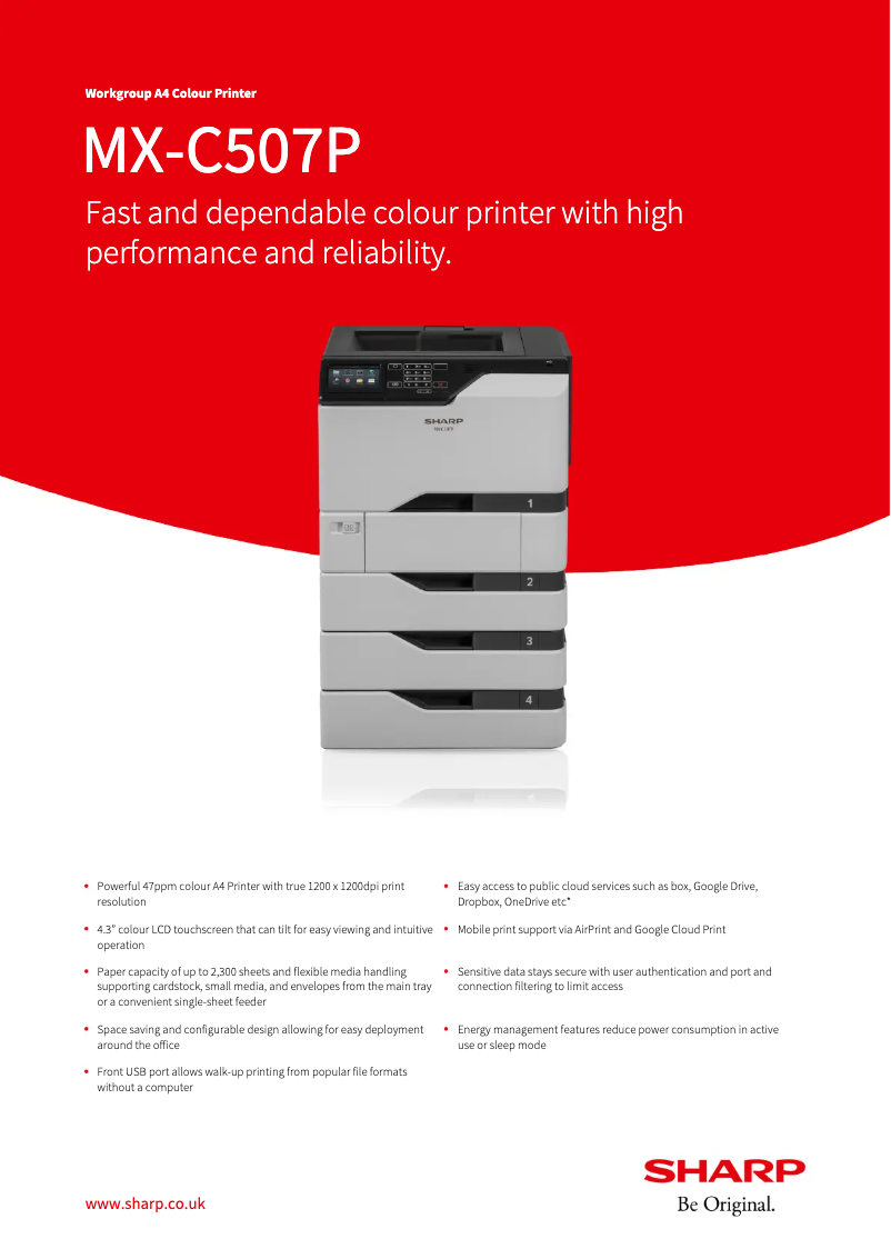 Page n°1 - Fiche technique Sharp MX-C507P