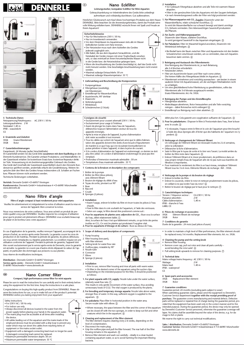 Page n°1 - Manuel utilisateur Dennerle Nano Clean