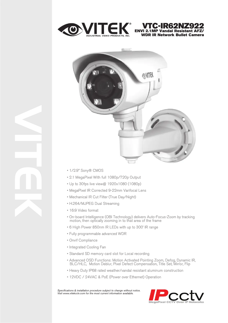 Image de la première page du manuel de l'appareil VTC-IR62NZ