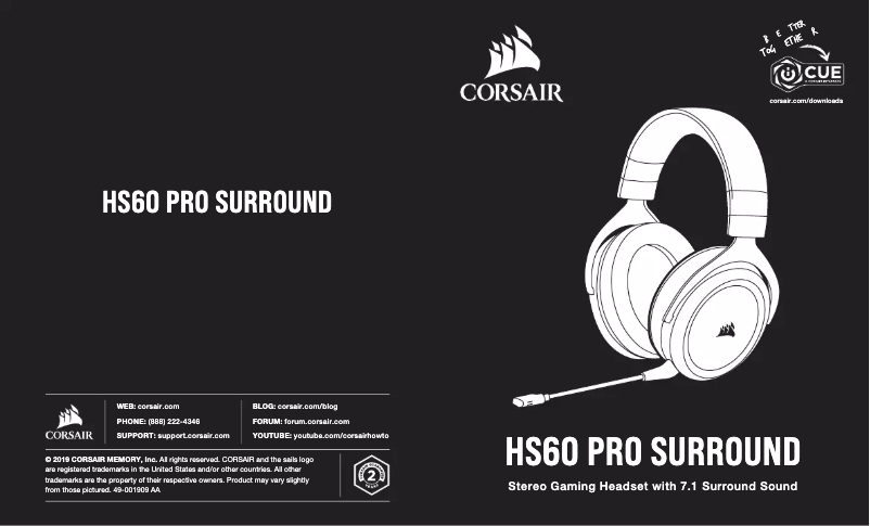 Page n°1 - Manuel utilisateur Corsair HS60 Pro Surround