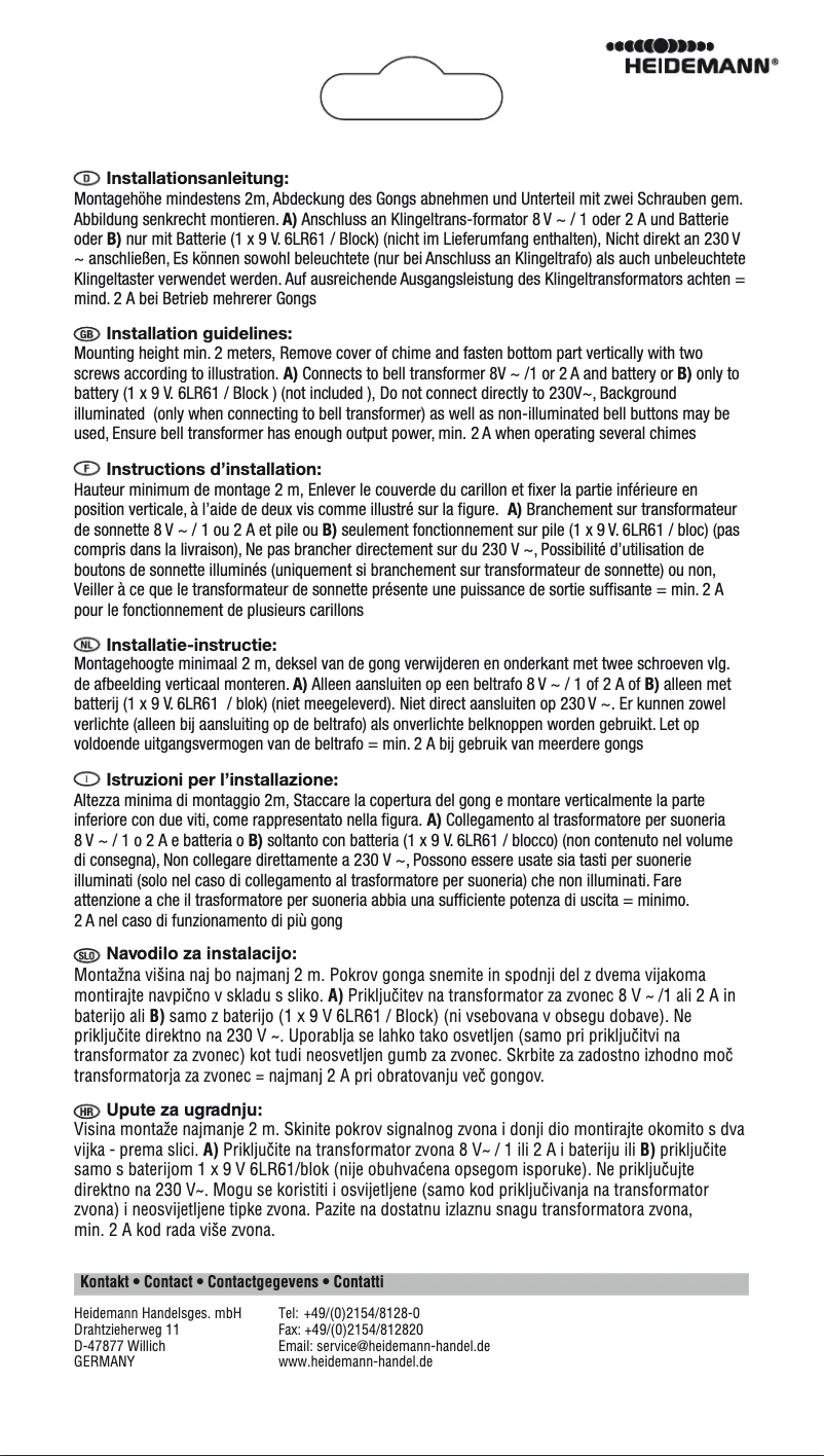 Page 1 de la notice Manuel utilisateur Heidemann 70214
