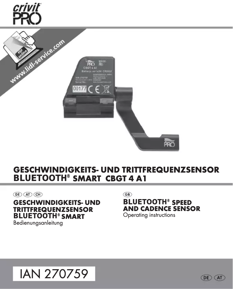 Page 1 de la notice Manuel utilisateur Crivit CBGT 4 A1