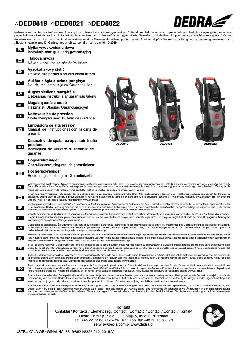 Image de la première page du manuel de l'appareil DED8819