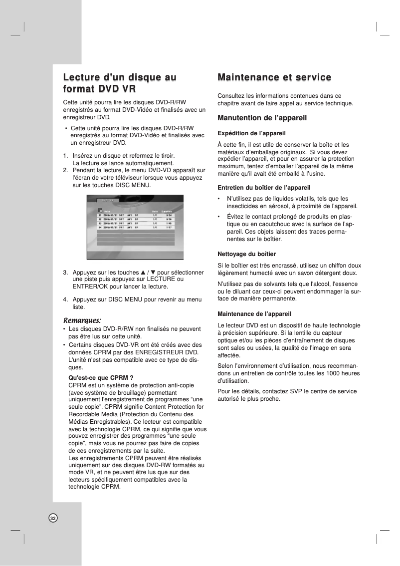 Page n°1 - Manuel utilisateur LG LVC-837