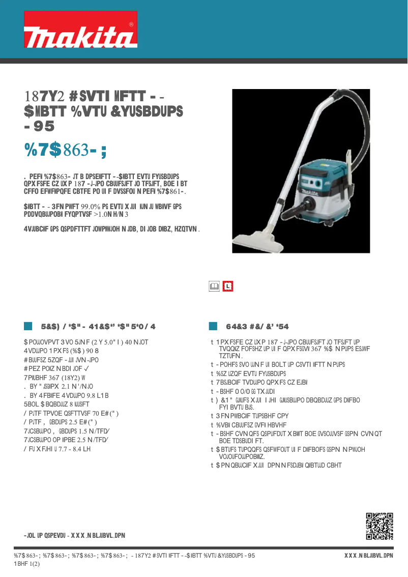 Page n°1 - Fiche technique Makita DVC863LZ