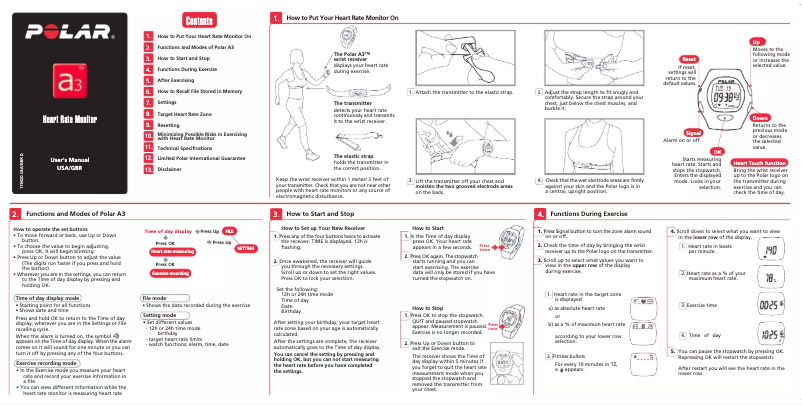 Page 1 de la notice Manuel utilisateur Polar A3