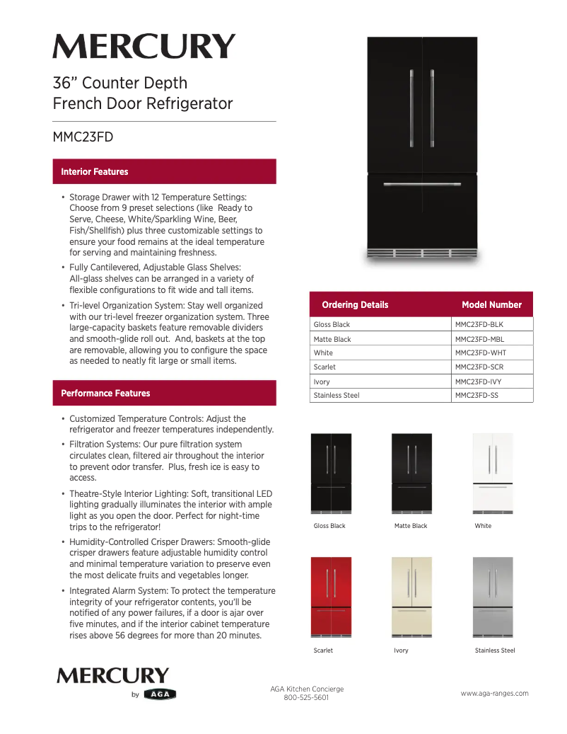 Page 1 of the manual Technical Sheet Mercury MMCFDR23