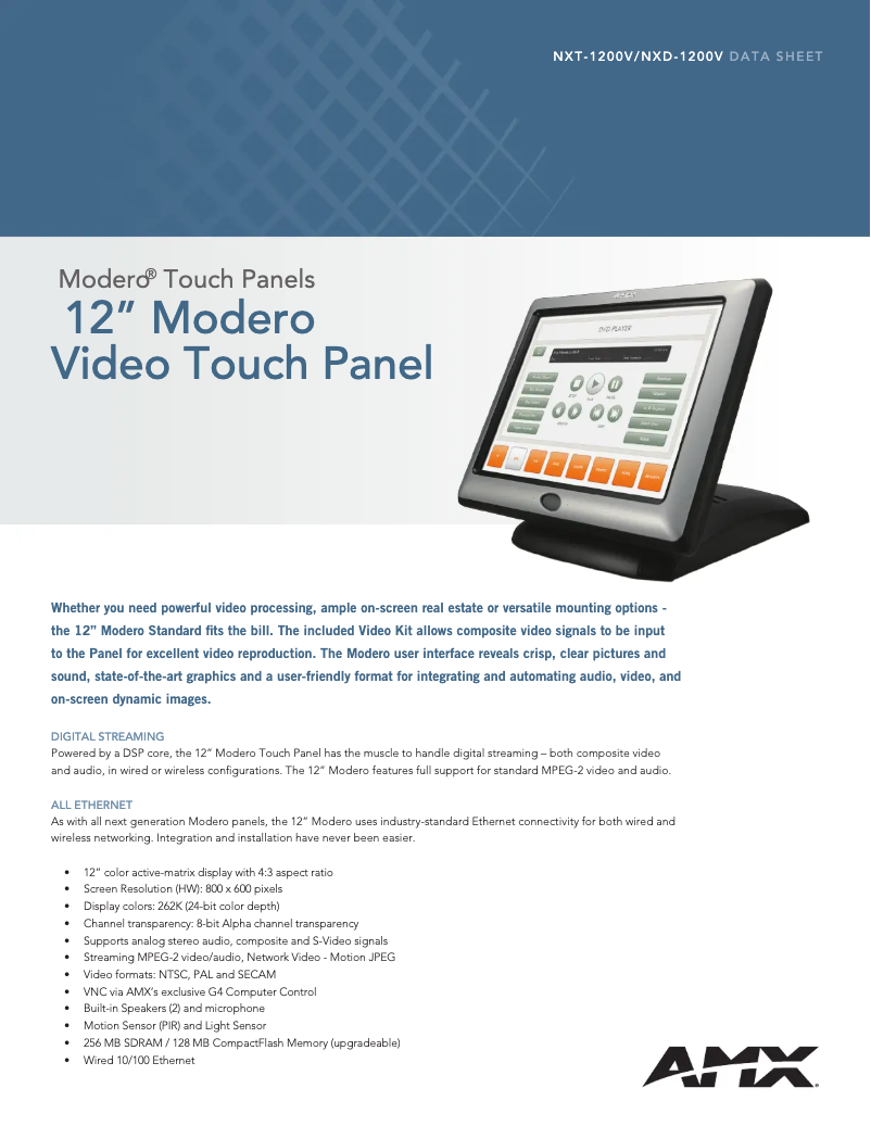 Page n°1 - Manuel utilisateur AMX NXD-1200V
