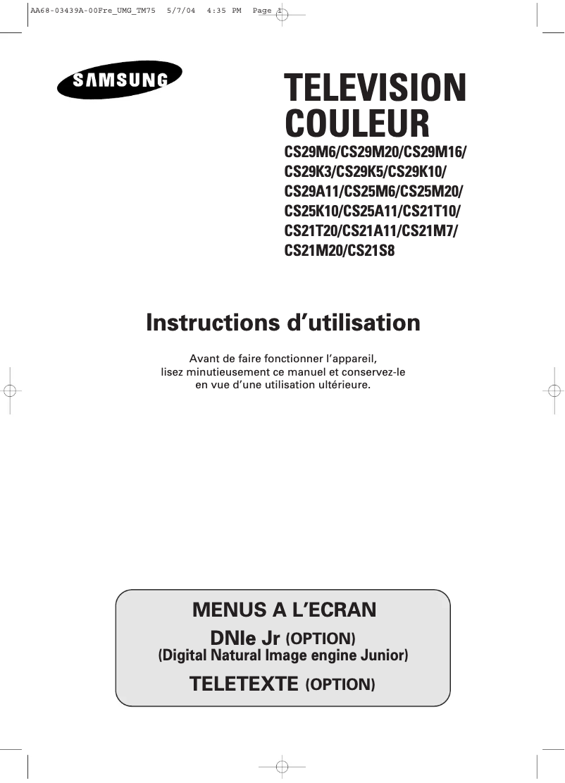 Image de la première page du manuel de l'appareil CS-21T20MH