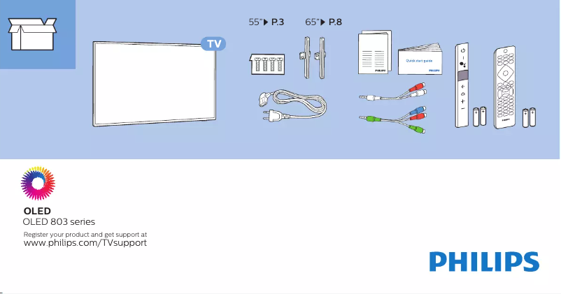 Page 1 de la notice Guide de démarrage rapide Philips 55OLED803