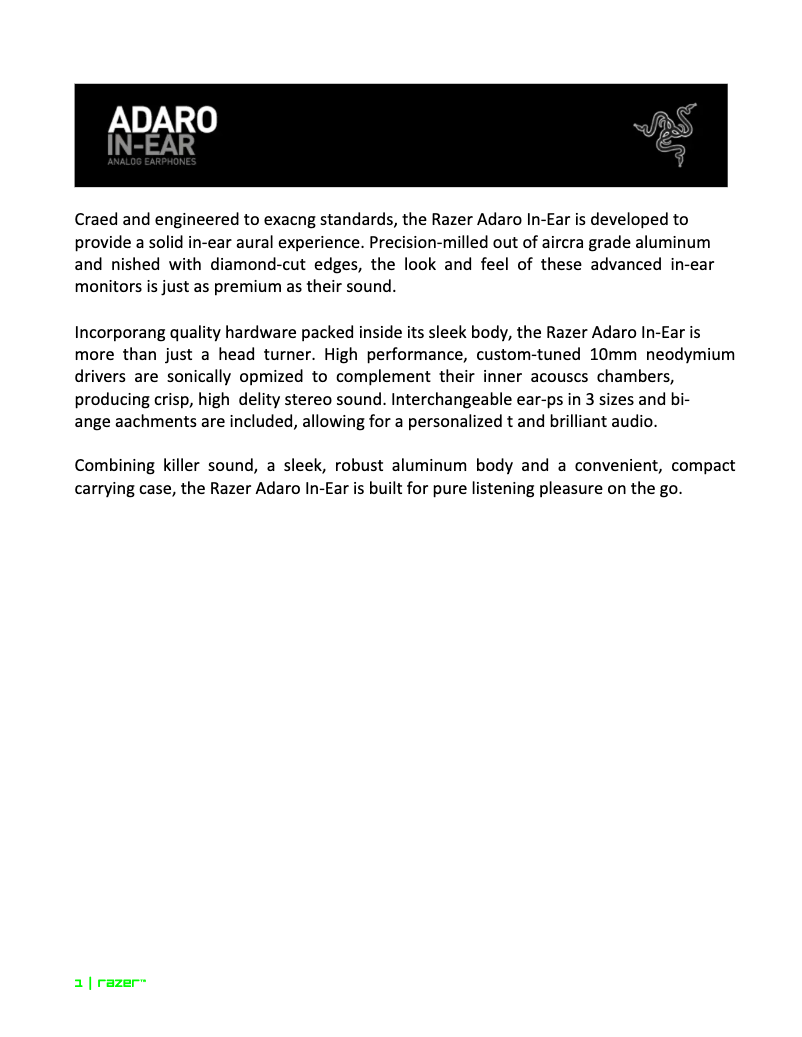 Image de la première page du manuel de l'appareil Adaro In-Ear