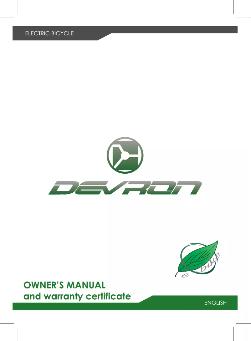 Page n°1 - Manuel utilisateur Devron Bun E-bike
