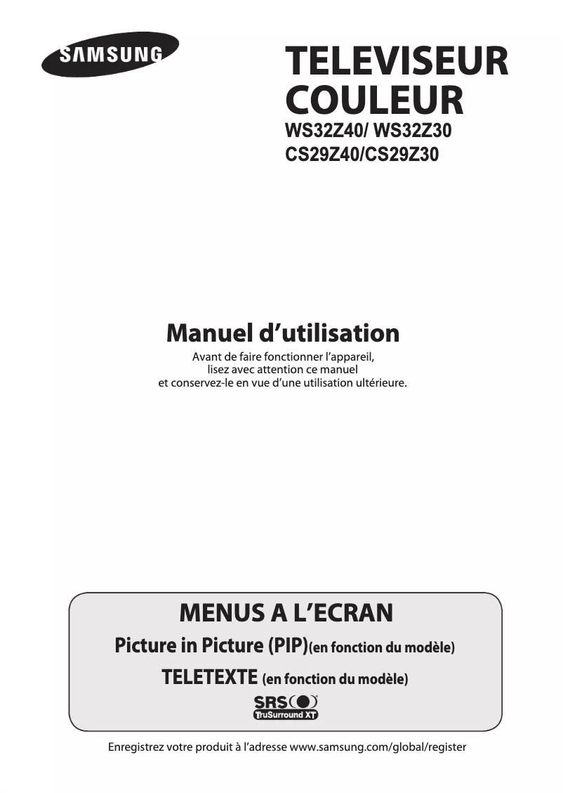 Page 1 de la notice Manuel utilisateur Samsung CS-29Z40HE
