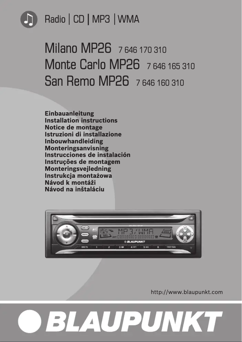 Page 1 de la notice Manuel utilisateur Blaupunkt Monte Carlo MP26 CD