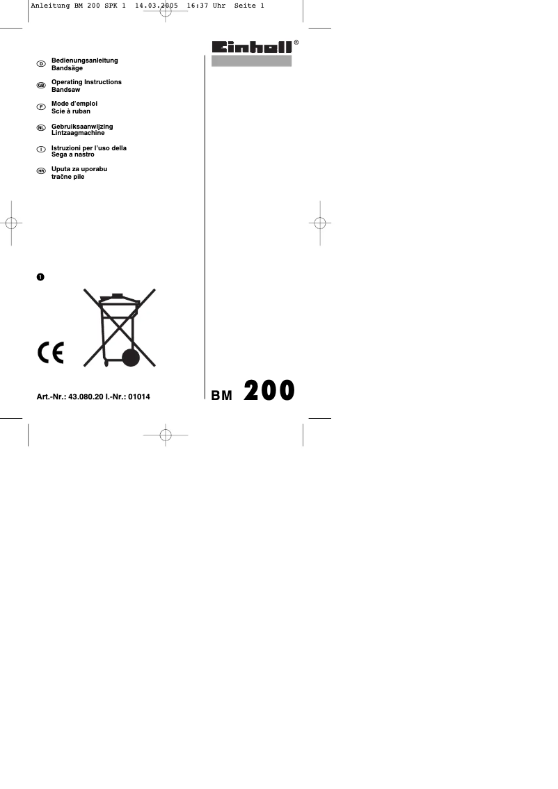 Page n°1 - Manuel utilisateur Einhell BM 200
