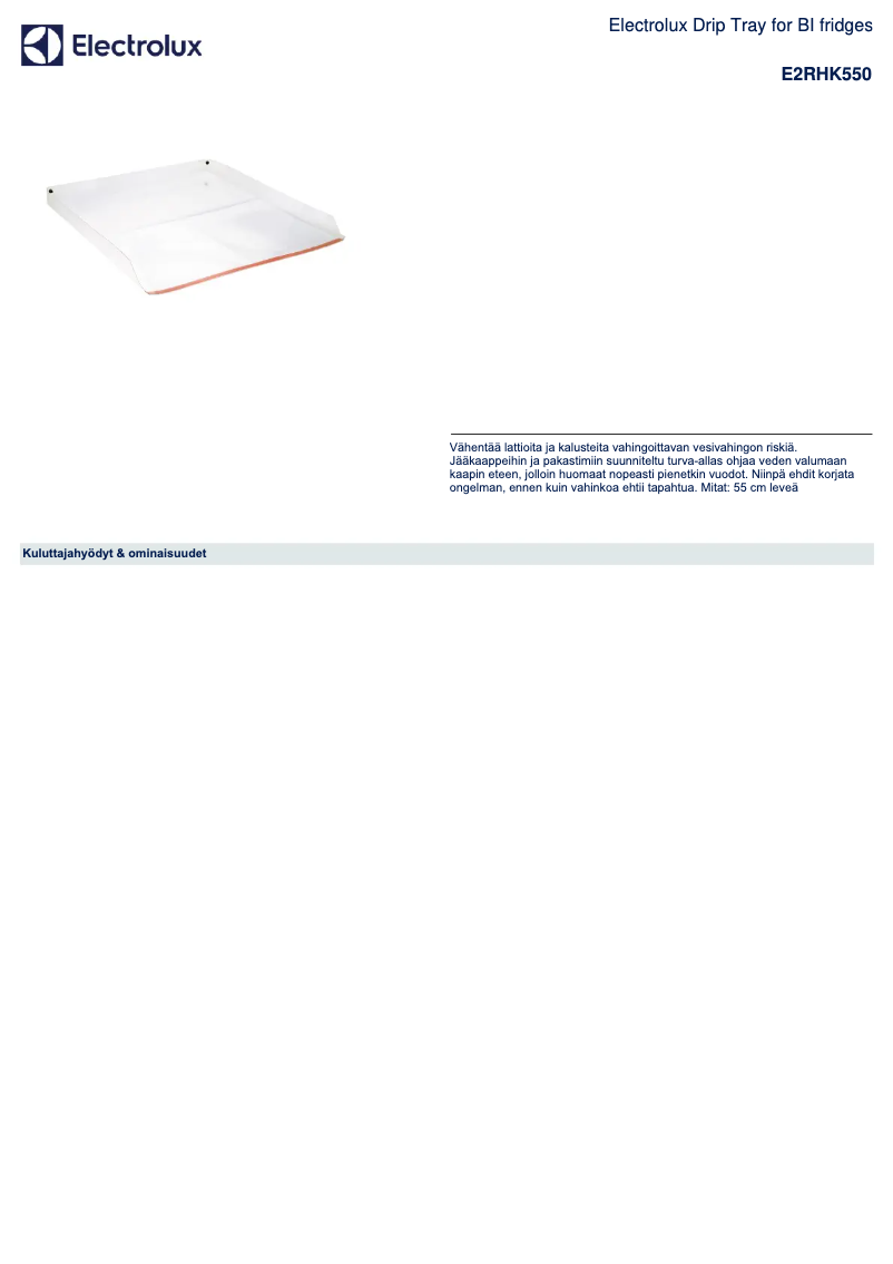 Page n°1 - Manuel utilisateur AEG E2RHK550