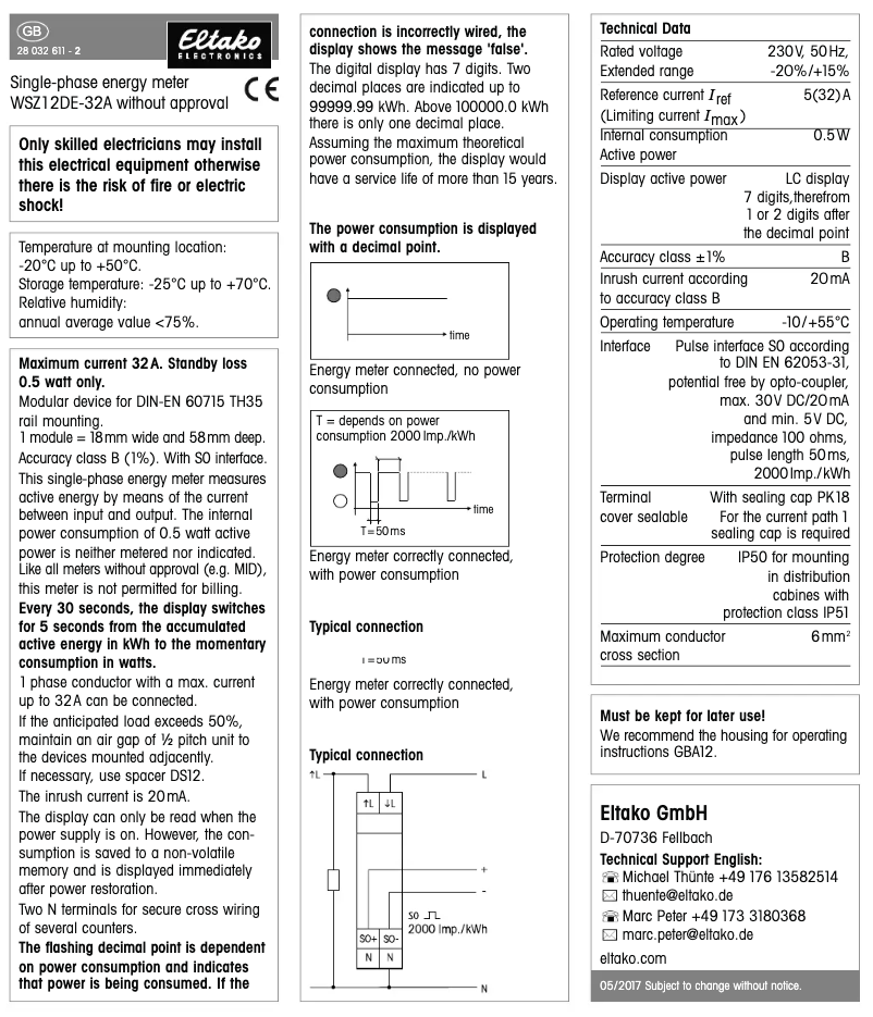 Página 1 del manual Manual de usuario Eltako WSZ12DE-32A