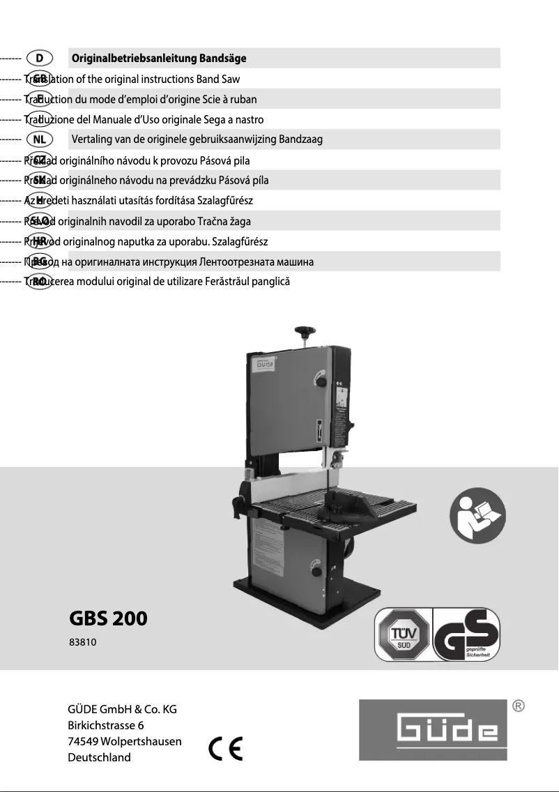 Image de la première page du manuel de l'appareil GBS 200