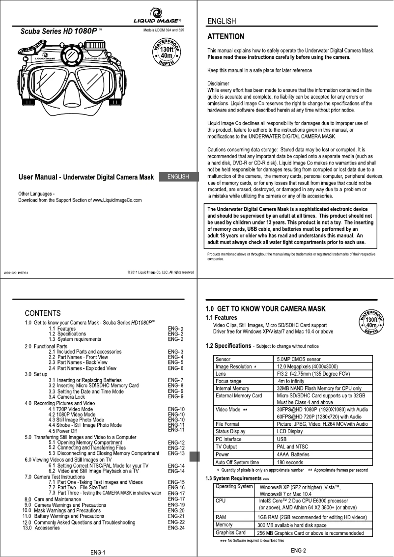 Page n°1 - Manuel utilisateur Hama Liquid Image "Scuba 1080p", XL