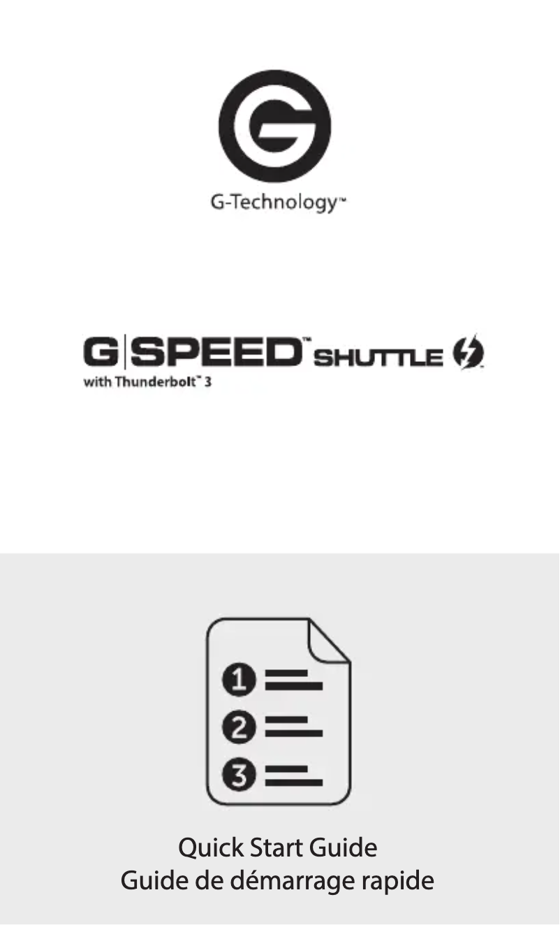 Page 1 de la notice Manuel utilisateur G-Technology G-SPEED Shuttle with Thunderbolt 3