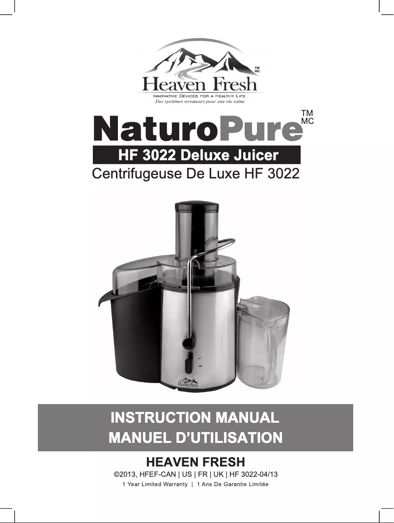 Page 1 de la notice Manuel utilisateur Heaven Fresh HF 3022