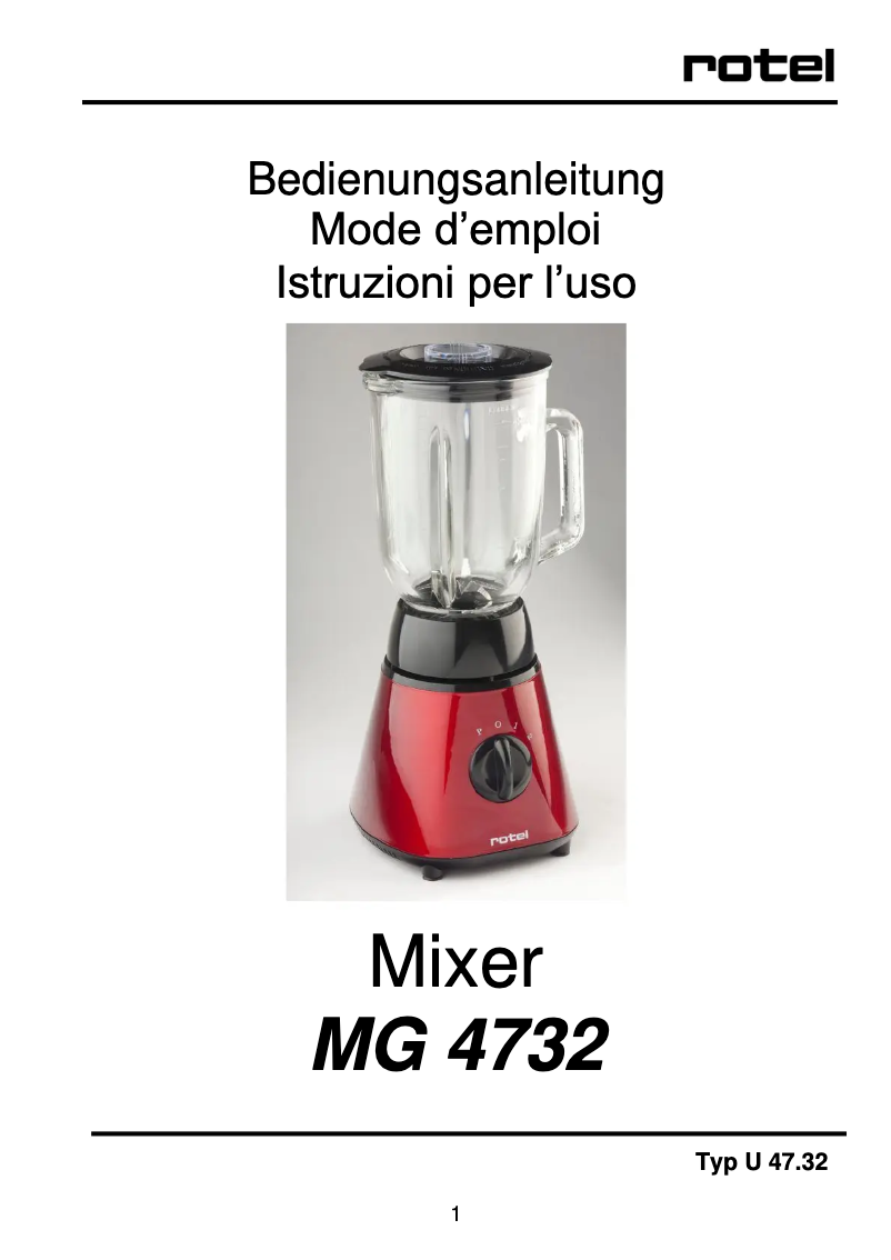 Page 1 de la notice Manuel utilisateur Rotel MG 4732