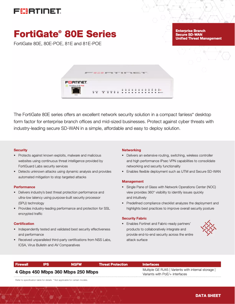 Page 1 de la notice Manuel utilisateur Fortinet 80E-POE