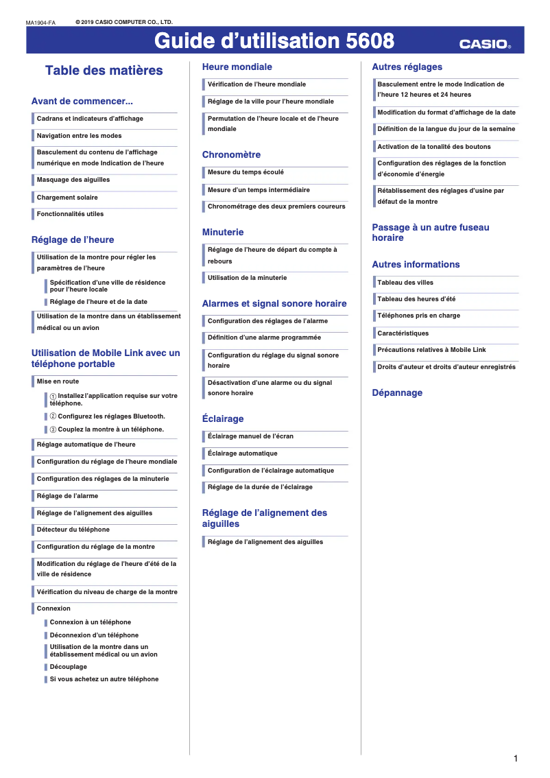 Page n°1 - Manuel utilisateur Casio G-Shock GST-B200