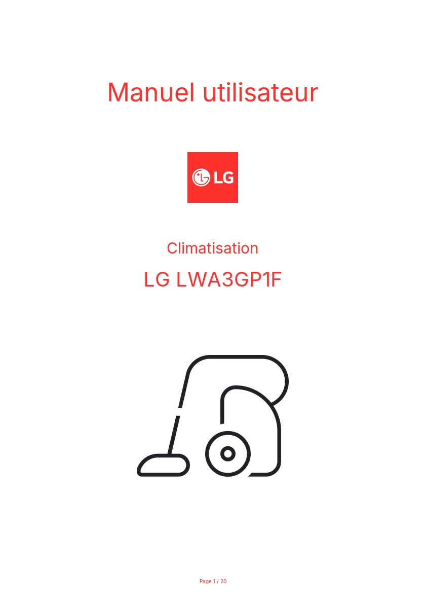 Page n°1 - Manuel utilisateur LG LWA3GP1F