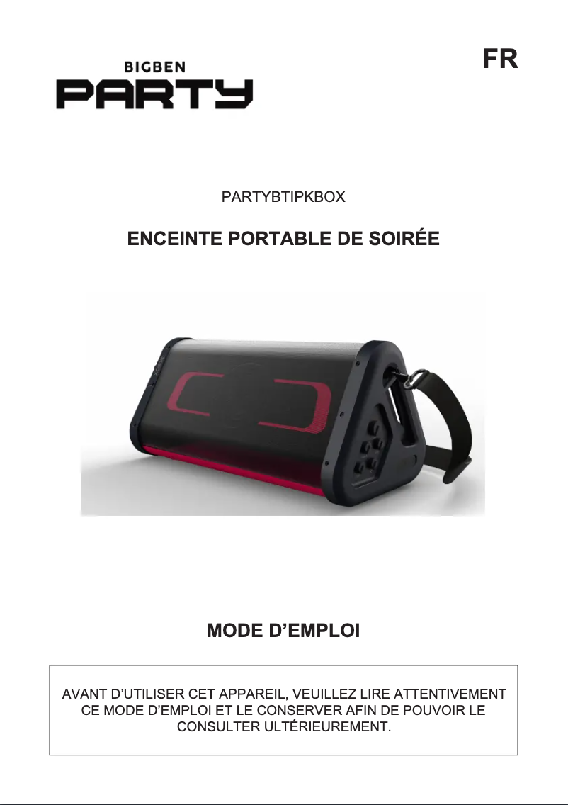 Page 1 de la notice Manuel utilisateur Bigben KBOX