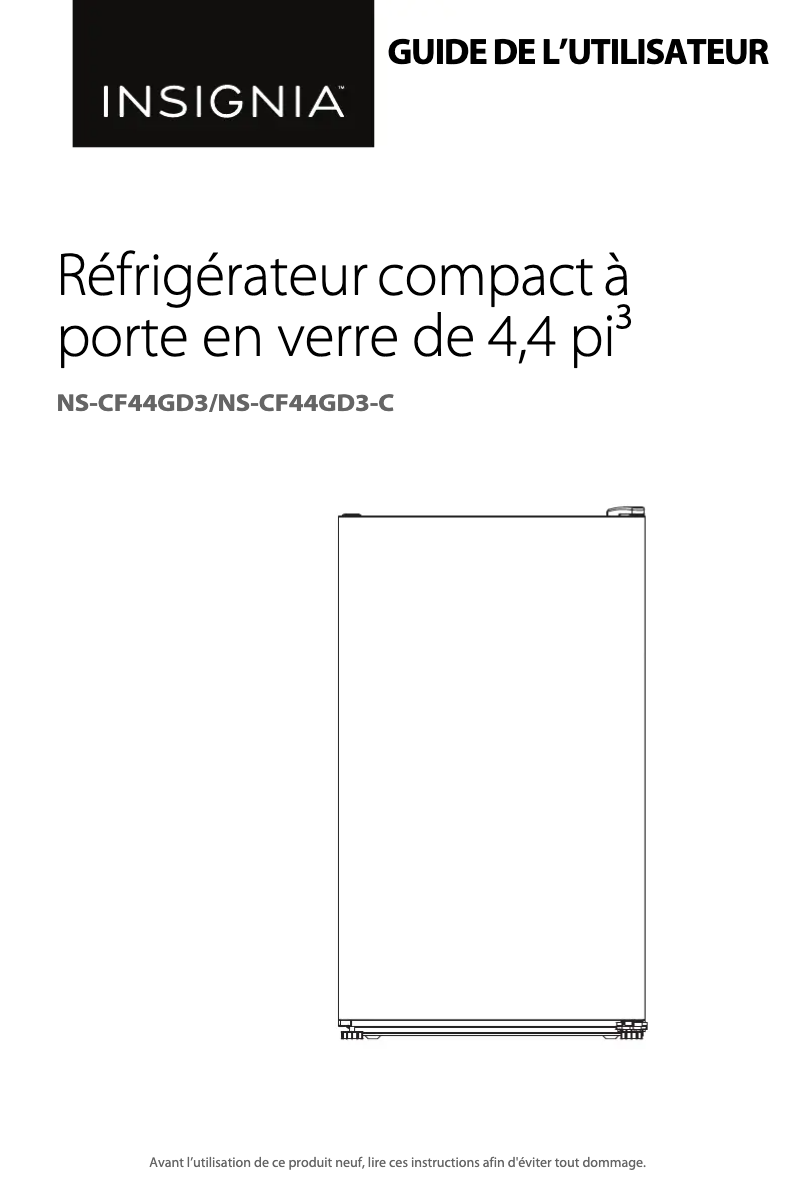 Page 1 de la notice Manuel utilisateur Insignia NS-CF44GD3