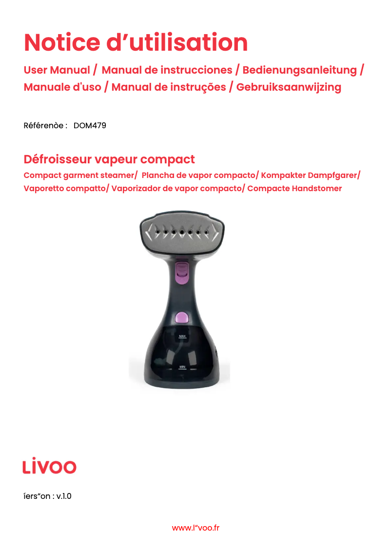 Page n°1 - Manuel utilisateur Livoo DOM479