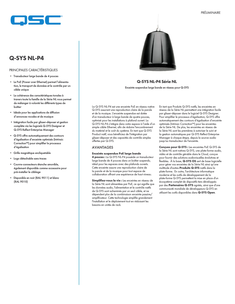 Página 1 del manual Ficha técnica QSC NL-P4