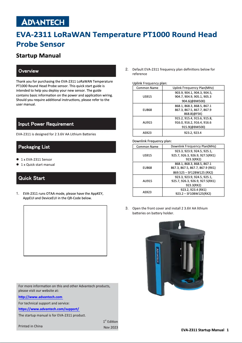Page n°1 - Manuel utilisateur Advantech EVA-2311-EA