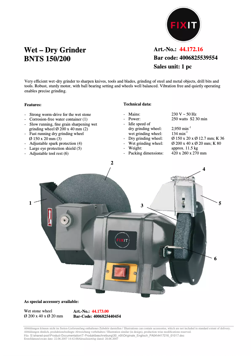 Page n°1 - Manuel utilisateur FIXIT BNTS 150/200