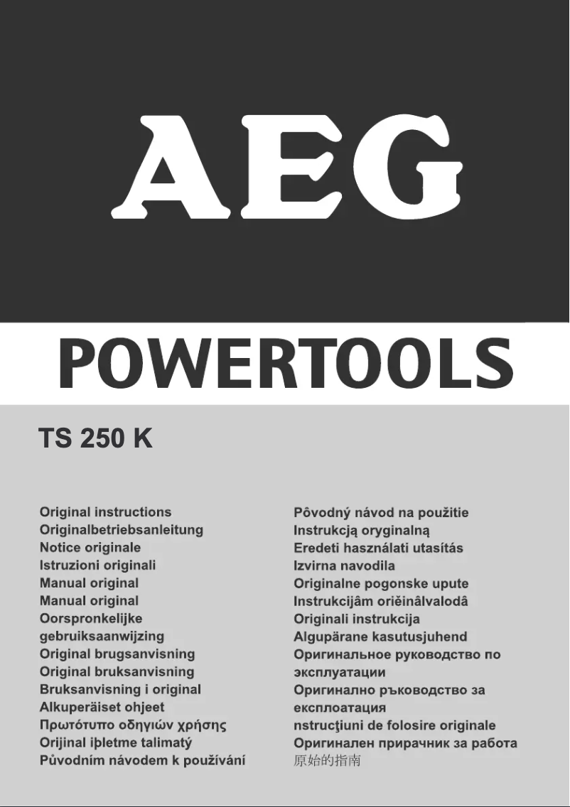 Page n°1 - Manuel utilisateur AEG TS250K