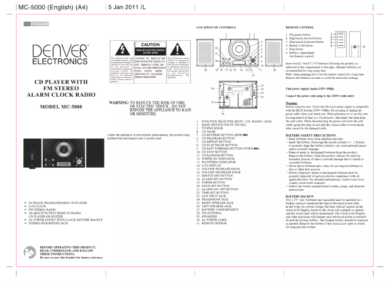 Page n°1 - Manuel utilisateur Denver MC-5000