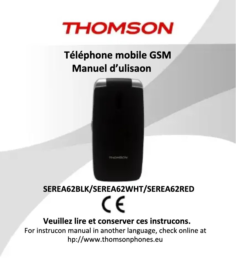 Page 1 de la notice Manuel utilisateur Thomson SEREA62