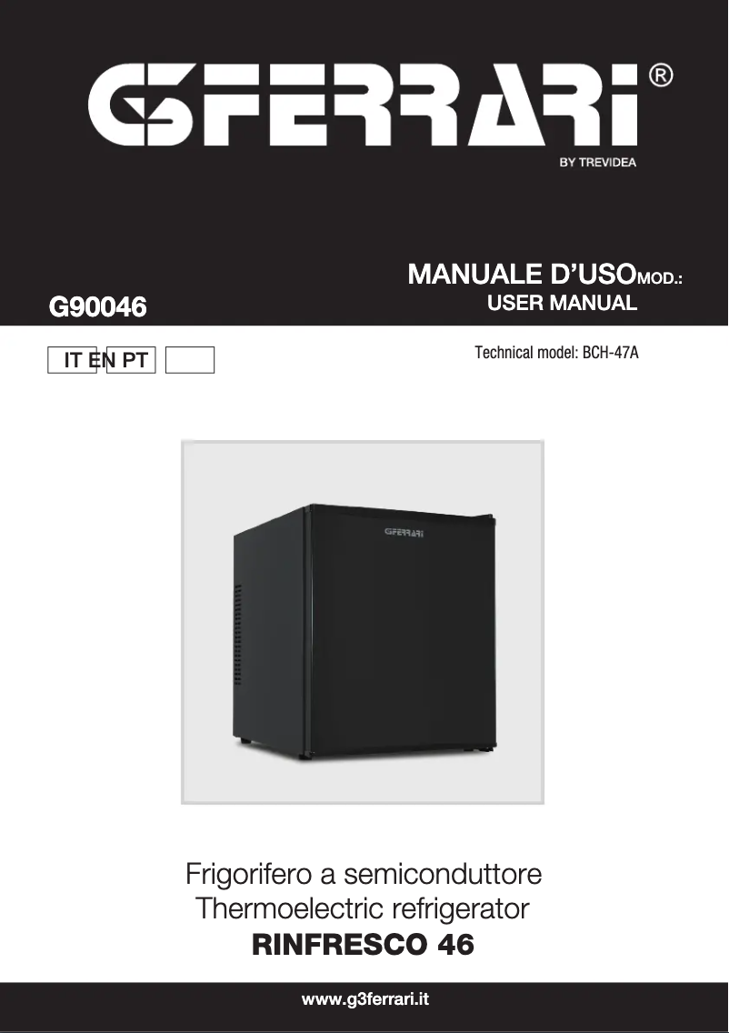Page n°1 - Manuel utilisateur G3 Ferrari Rinfresco 46 G90046