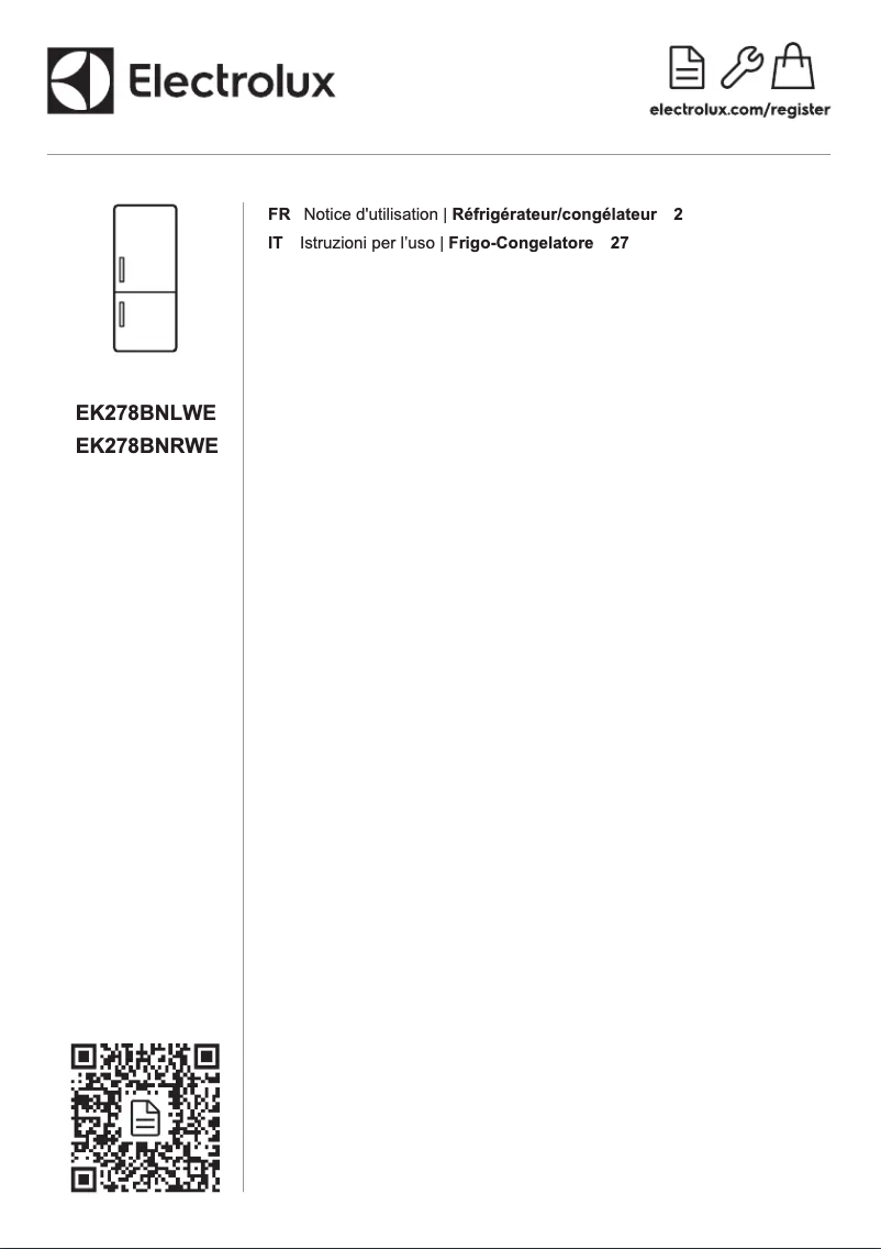 Page 1 de la notice Manuel utilisateur Electrolux EK278BNRWE