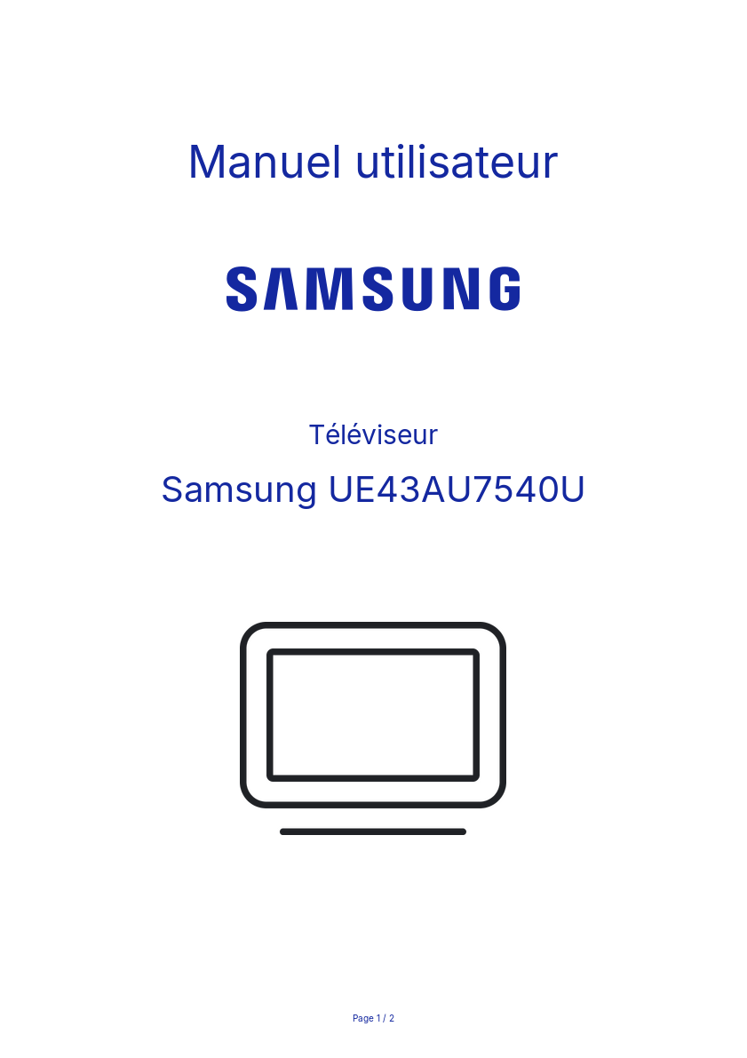 Image de la première page du manuel de l'appareil UE43AU7540U