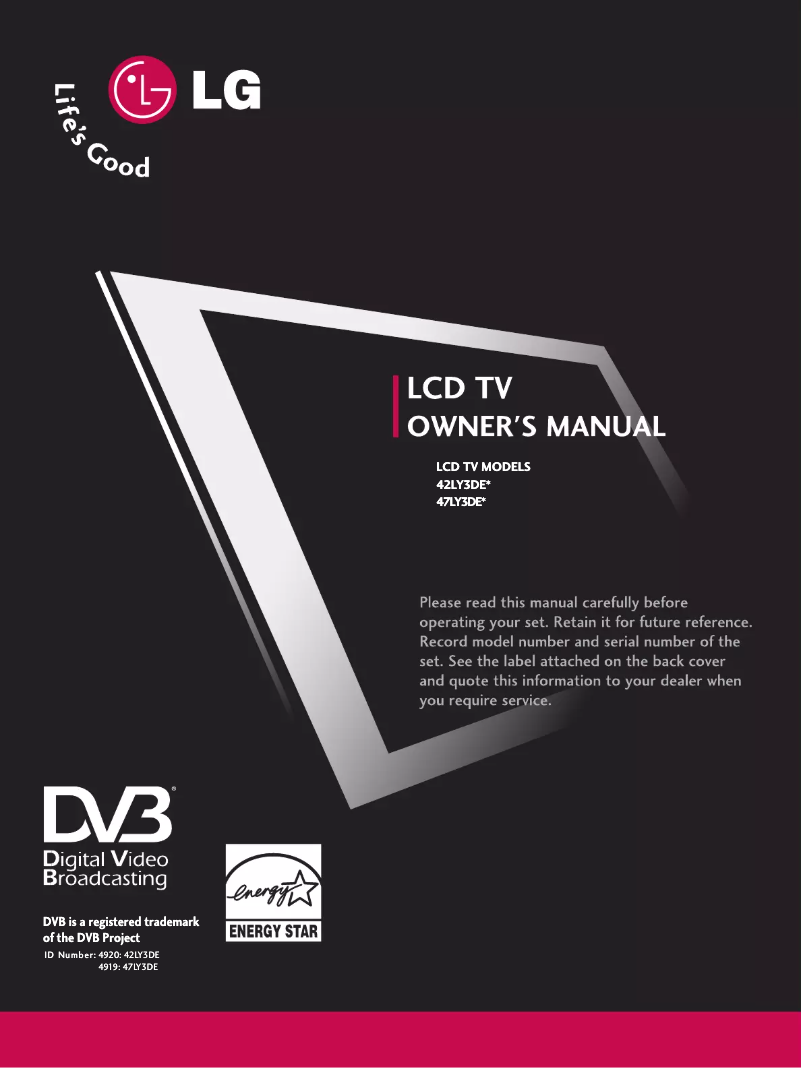 Image de la première page du manuel de l'appareil 42LY3DE