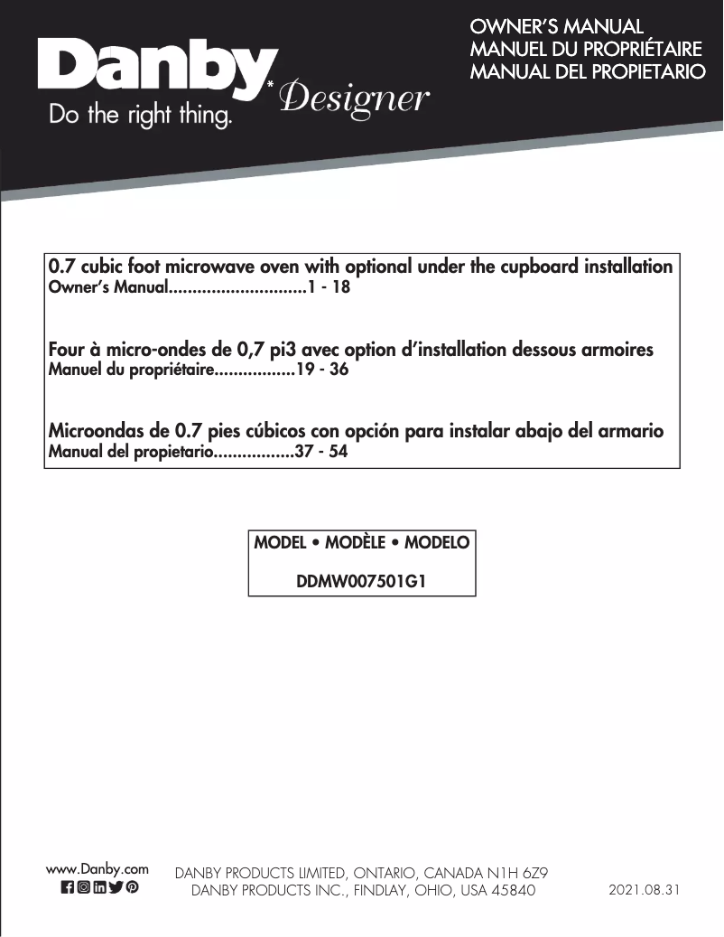 Image de la première page du manuel de l'appareil DDMW007501G1